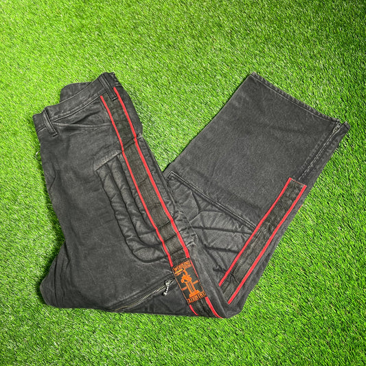 Kapital Black Denim Kountry Motocross Pants Size 2 (Medium) USED x15666