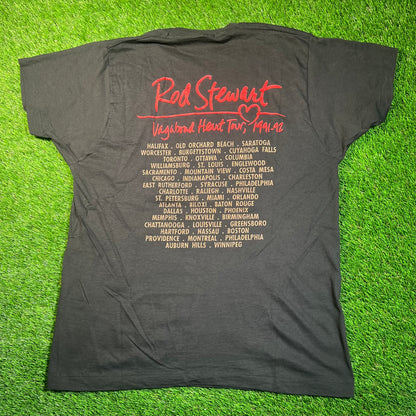 1991 Rod Stewart "Vagabond Heart Tour" Black Tee Size XL USED v18829
