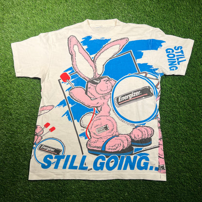 1993 Energizer Bunny AOP White Tee Size Medium USED v18727