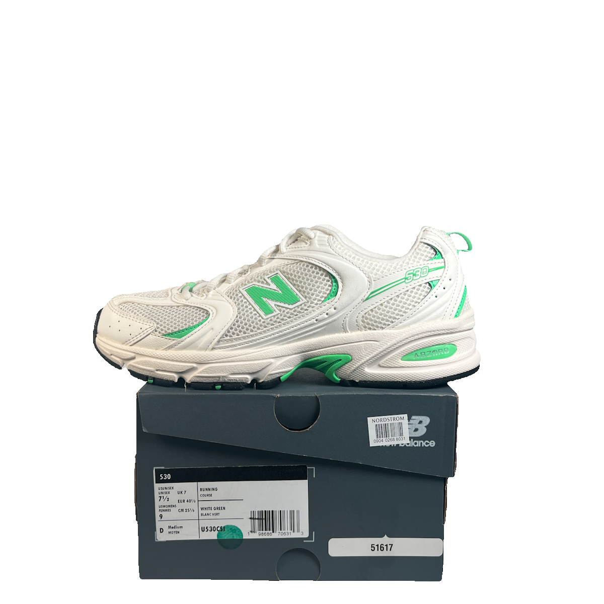 New Balance 530 Sea Salt Lime Leaf (2024) Size 7.5 USED s23359