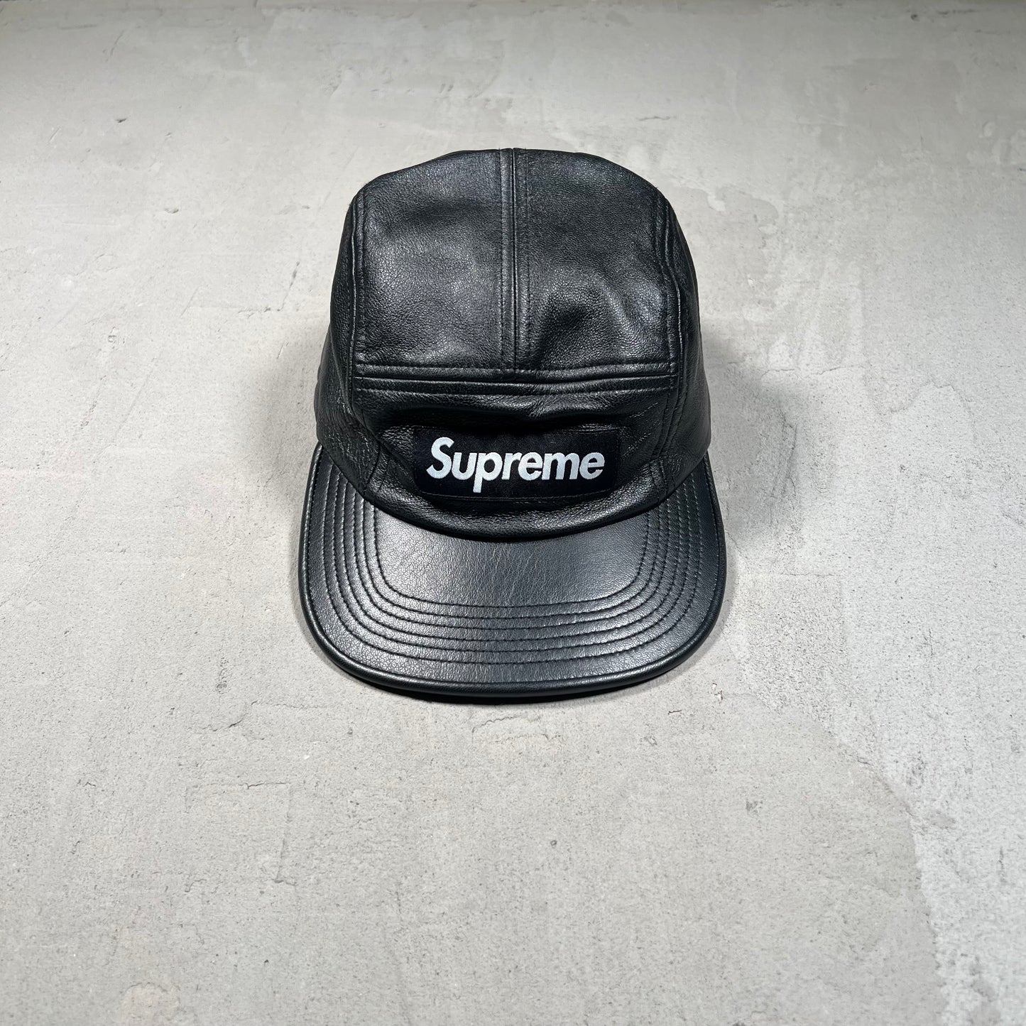 Supreme Leather Camp Cap (2016) USED x17538