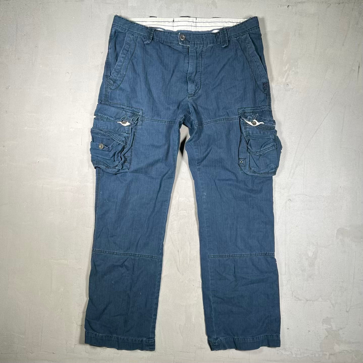 1990s Polo Ralph Lauren Navy Blue Cargo Pants Size 36x32 USED v20396