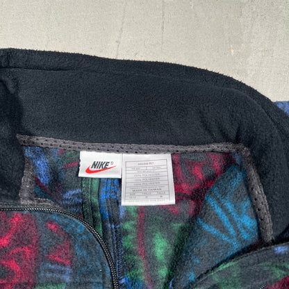 Y2K Nike F.I.T Abstract Pattern Quater Zip Fleece Jacket Size Medium USED v19281