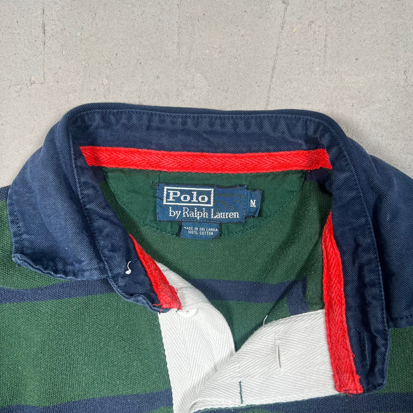 Y2K Polo Ralph Lauren Green/Blue Polo Tee Size Medium USED v19297