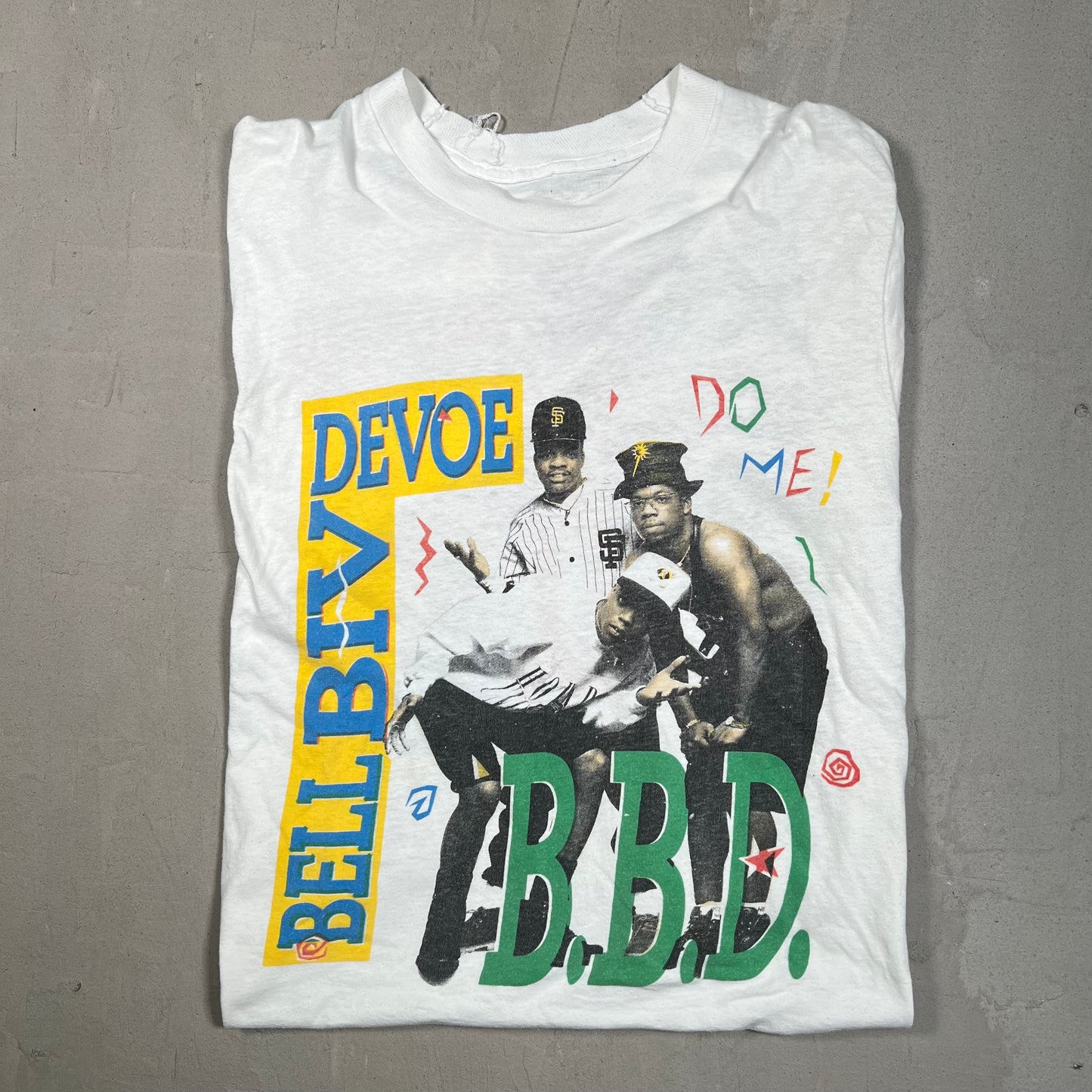 1990s Bell Biv Devoe "Do Me!" White Tee Size Medium USED v16082