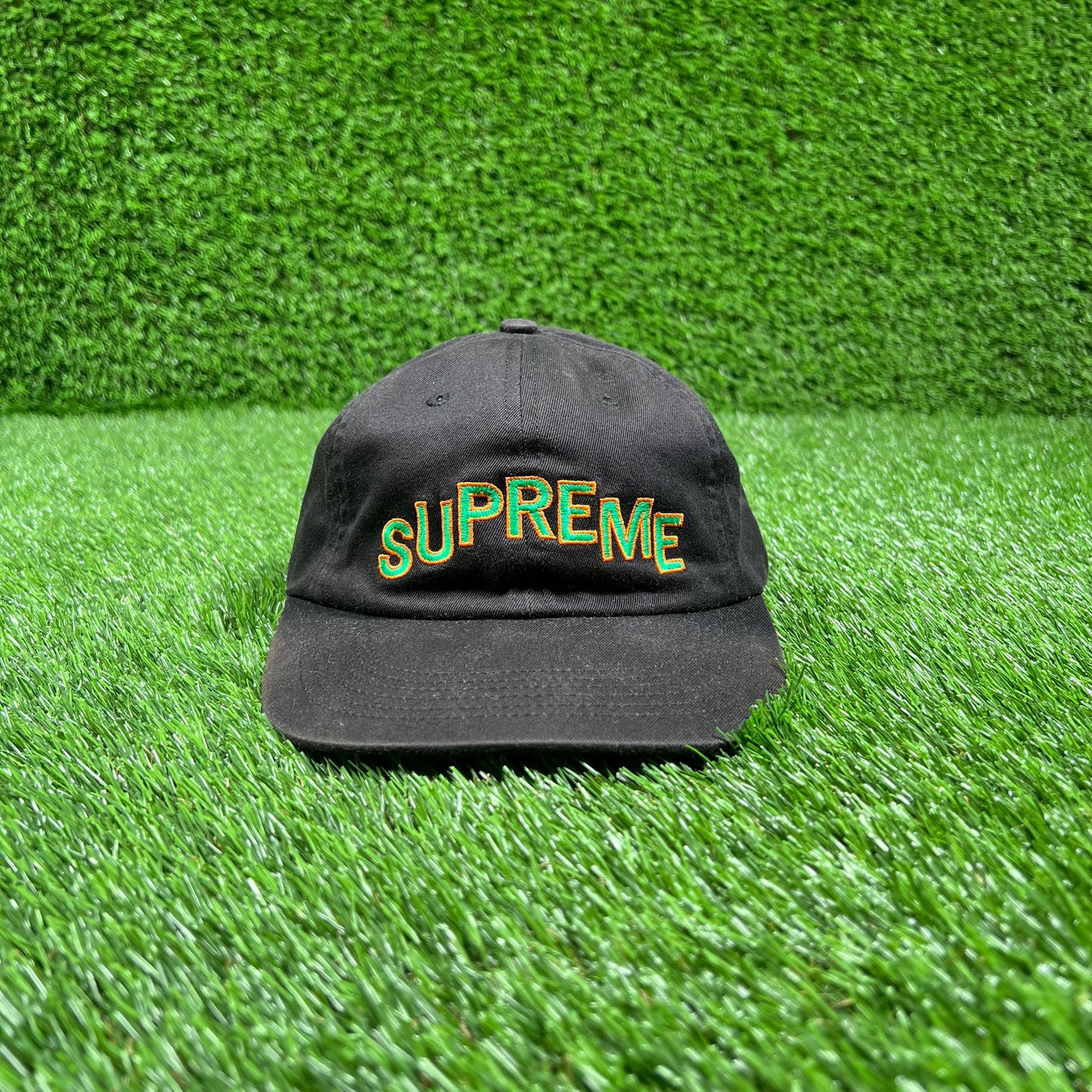 Supreme Black Stepped Arc 6 Panel Hat (2017) One Size USED x15839