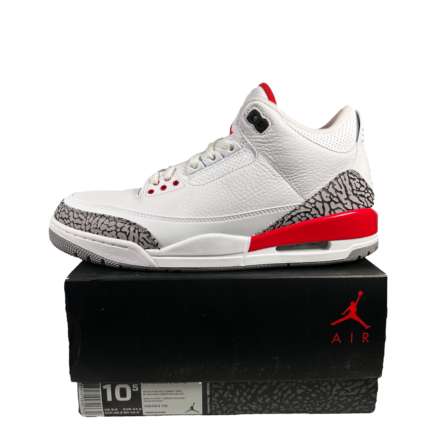 Jordan 3 Hall of Fame (2018) Size 10.5 USED s19146