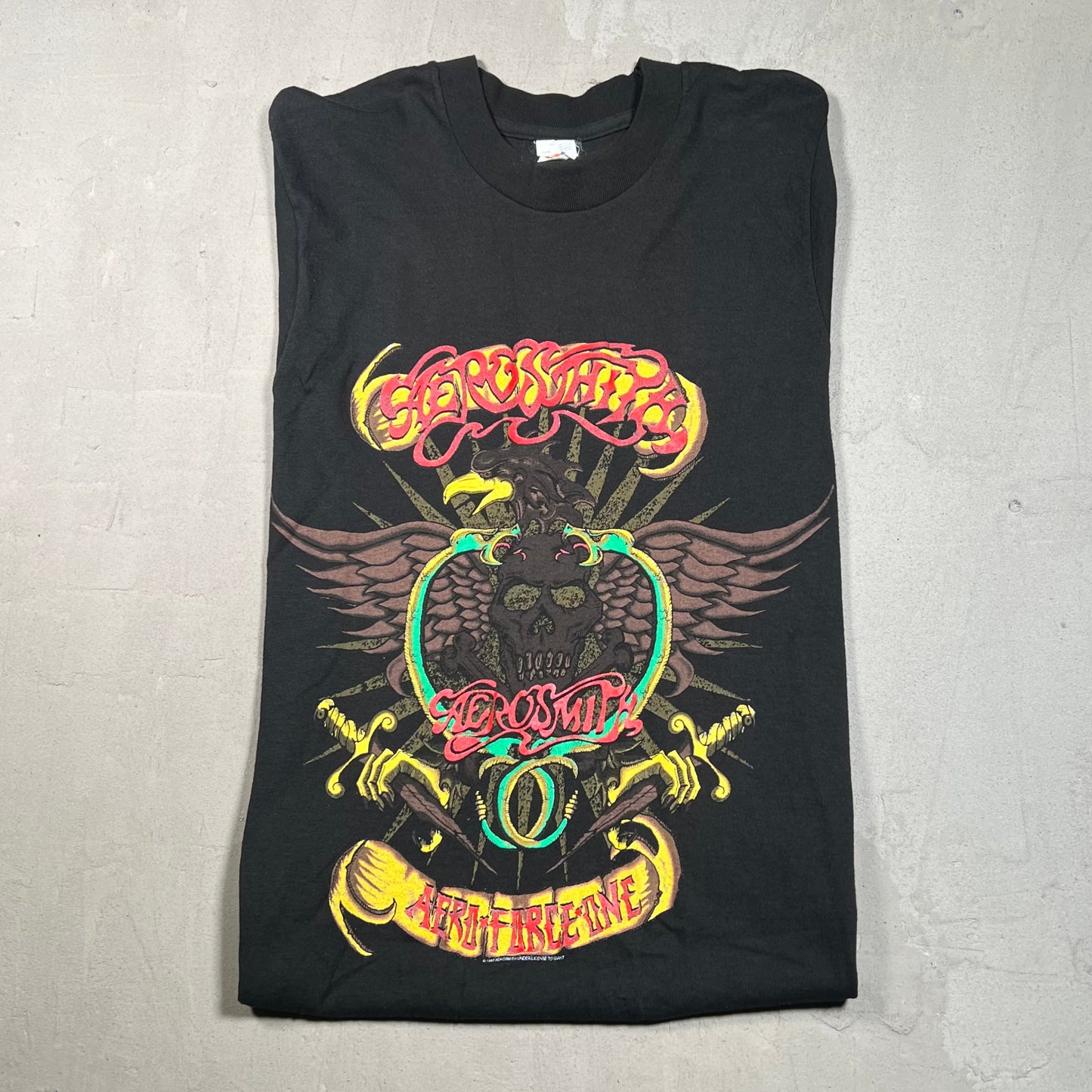 1993 Aerosmith Aero Force One Tour Black Tee Size Large USED v16633