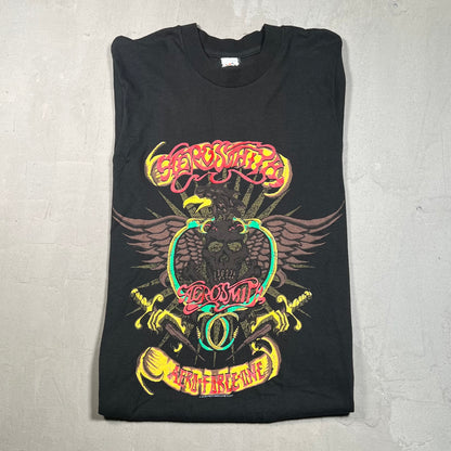 1993 Aerosmith Aero Force One Tour Black Tee Size Large USED v16633