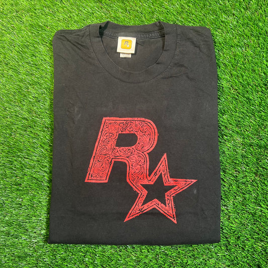 Y2K Rockstar Games Black Tee Size Medium USED v18840