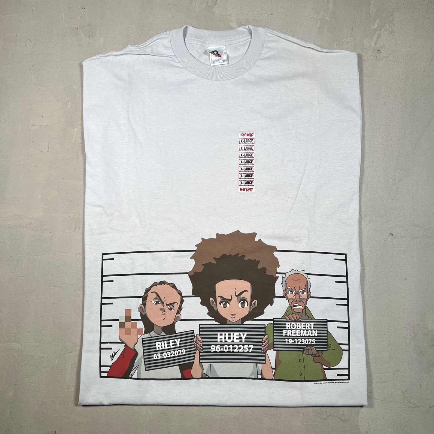 Y2K Boondocks Grey Cartoon Tee Size XL NEW v18296