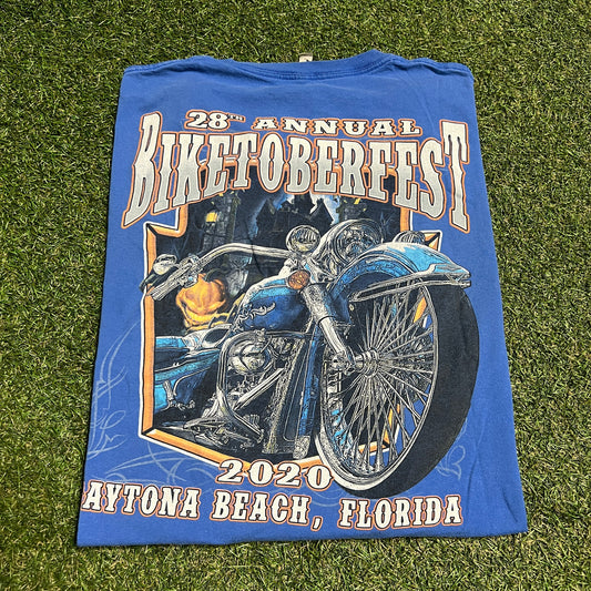 2020 Daytona Beach Biketoberfest Blue Tee Size XL USED v16487
