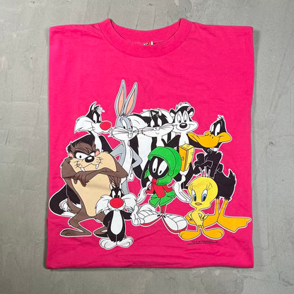 1997 Looney Tunes Cast Pink Tee Size XL USED v20378