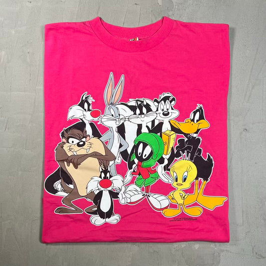 1997 Looney Tunes Cast Pink Tee Size XL USED v20378