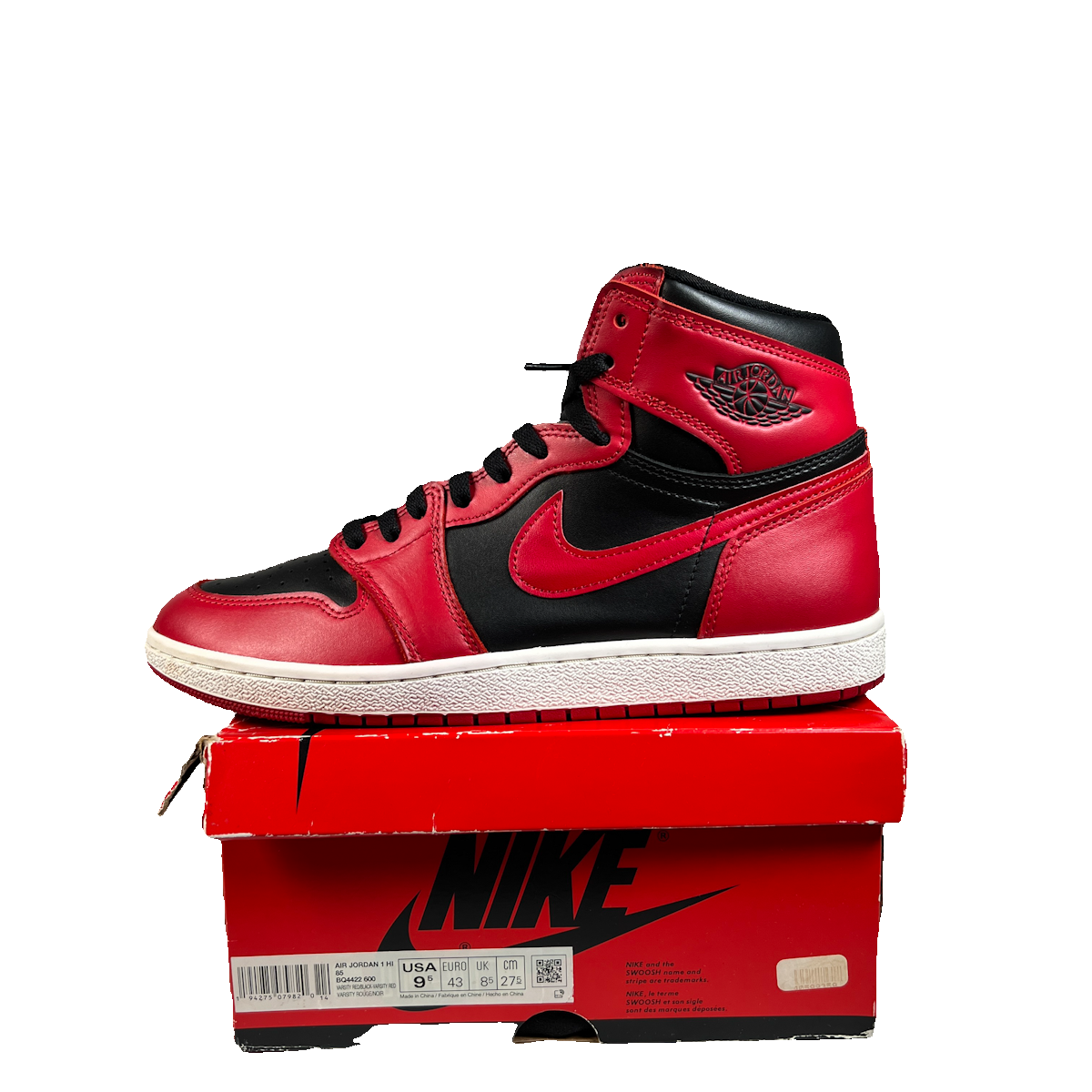 Jordan 1 High 85 Varsity Red (2020) Size 9.5 USED s23240