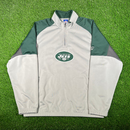 New York Jets Green/Grey Zip Up Fleece Size Large USED v17890