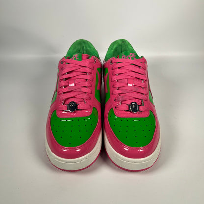 Bathing Ape Bapesta Pink and Green Size 8 USED s17919