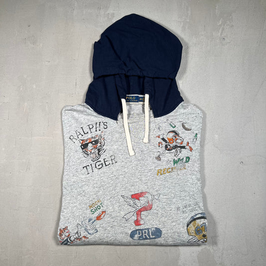 Polo Ralph Lauren Sketching Light Grey Hoodie Size XXL USED v18943