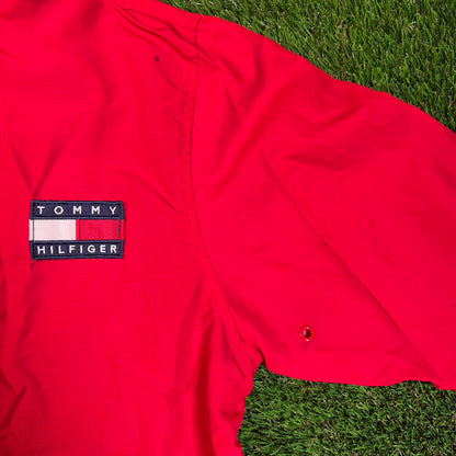 1990s Tommy Hilfiger Red Lightweight ZIp Up Jacket Size Medium USED v1885