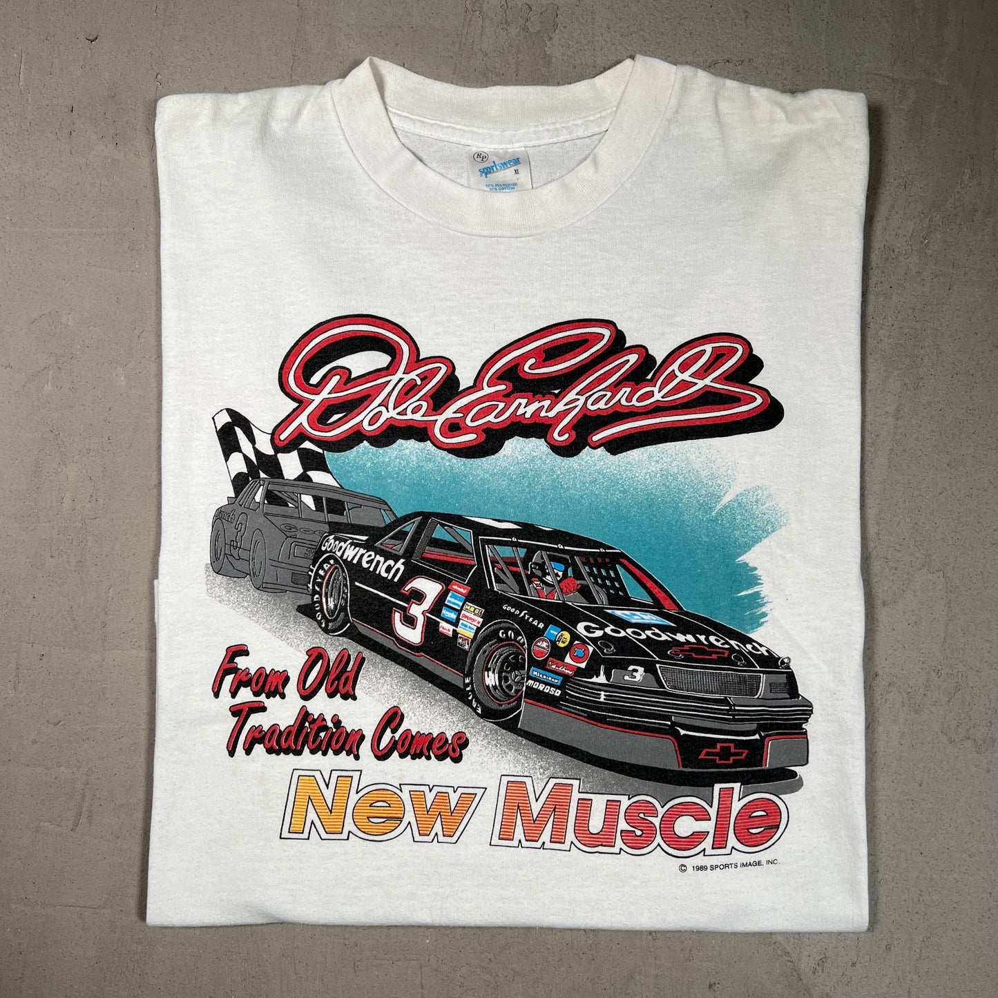 1989 Dale Earnhardt "New Muscle" White Tee Size XL USED v19449