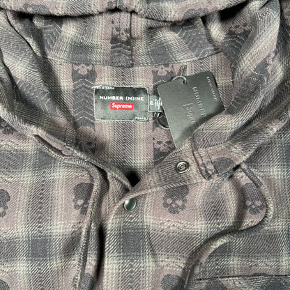 Supreme Number (N)ine Black Hooded Flannel Shirt Size XL NEW x15640