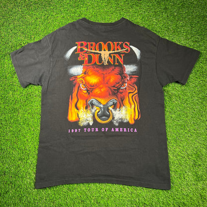 1997 Brooks and Dunn Tour of Fame Black Tee Size XL USED v18609