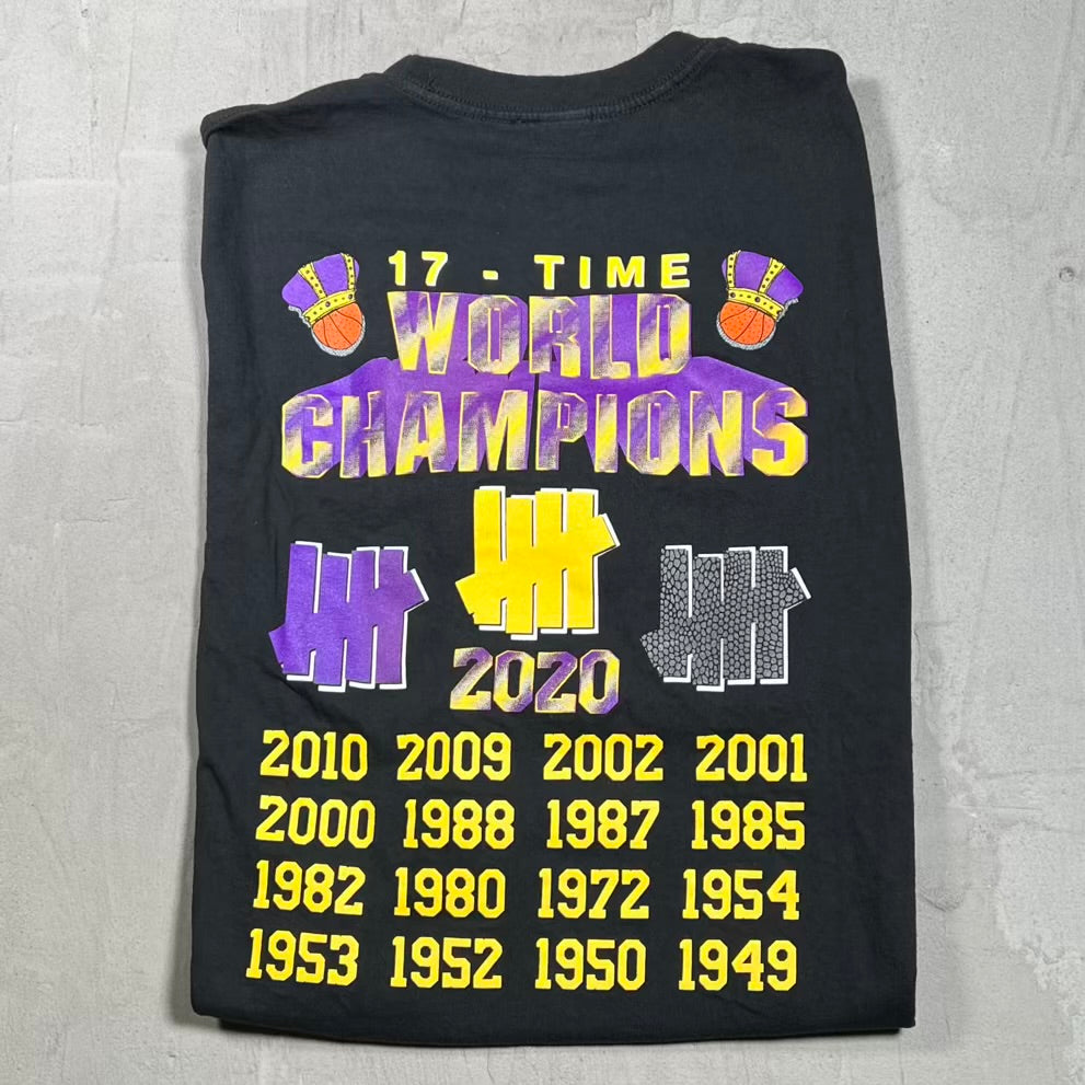 Undefeated Los Angeles Lakers 2020 Worlds Champions Black Tee Size Large USED x18491