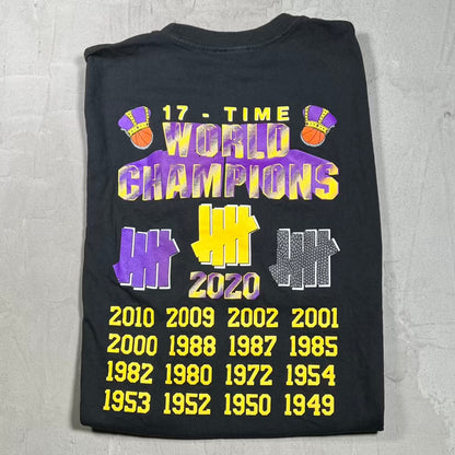 Undefeated Los Angeles Lakers 2020 Worlds Champions Black Tee Size Large USED x18491