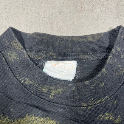 1990s Malcom X Glitter AOP Black Tee Size XL USED v13777