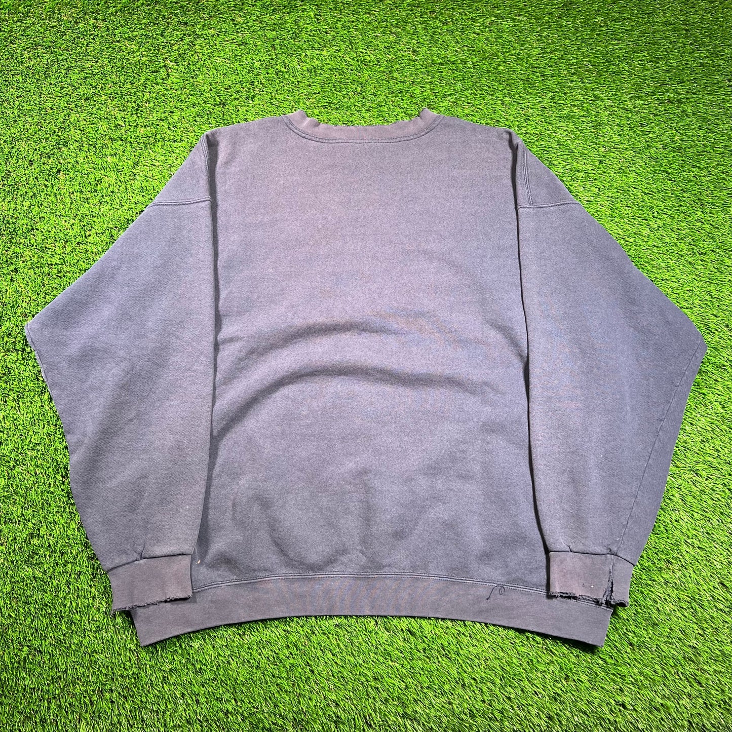 1990s Green Print Swoosh Navy Blue Crewneck Size XXL USED v18588