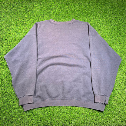 1990s Green Print Swoosh Navy Blue Crewneck Size XXL USED v18588