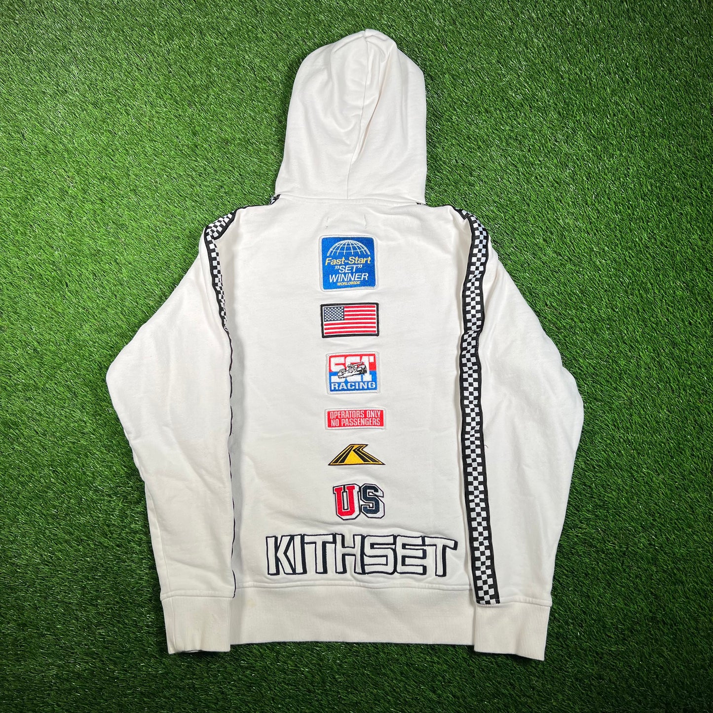 Kith Flag Wave Box Logo White Hoodie Size Small USED x15367