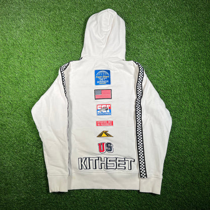 Kith Flag Wave Box Logo White Hoodie Size Small USED x15367