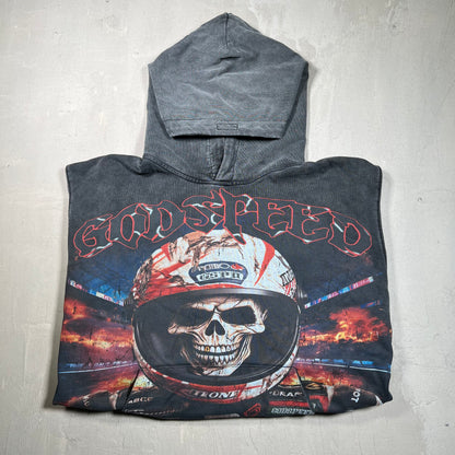 God Speed Racer Goldie Hoodie Black Wash Size Large USED X16944