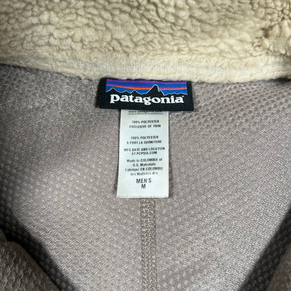 Patagonia Classic Retro-X Jacket Cream/Dark Blue Fleece Jacket Size Medium USED v18344