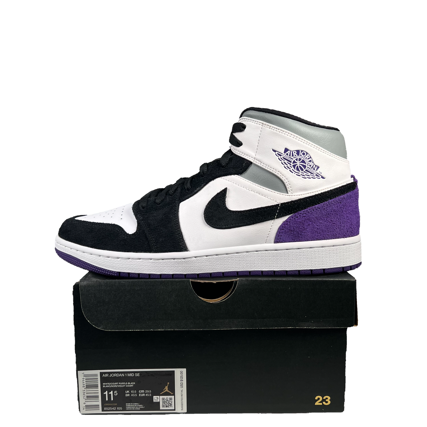 Jordan 1 Mid Purple (2020) Size 11.5 NEW s19649