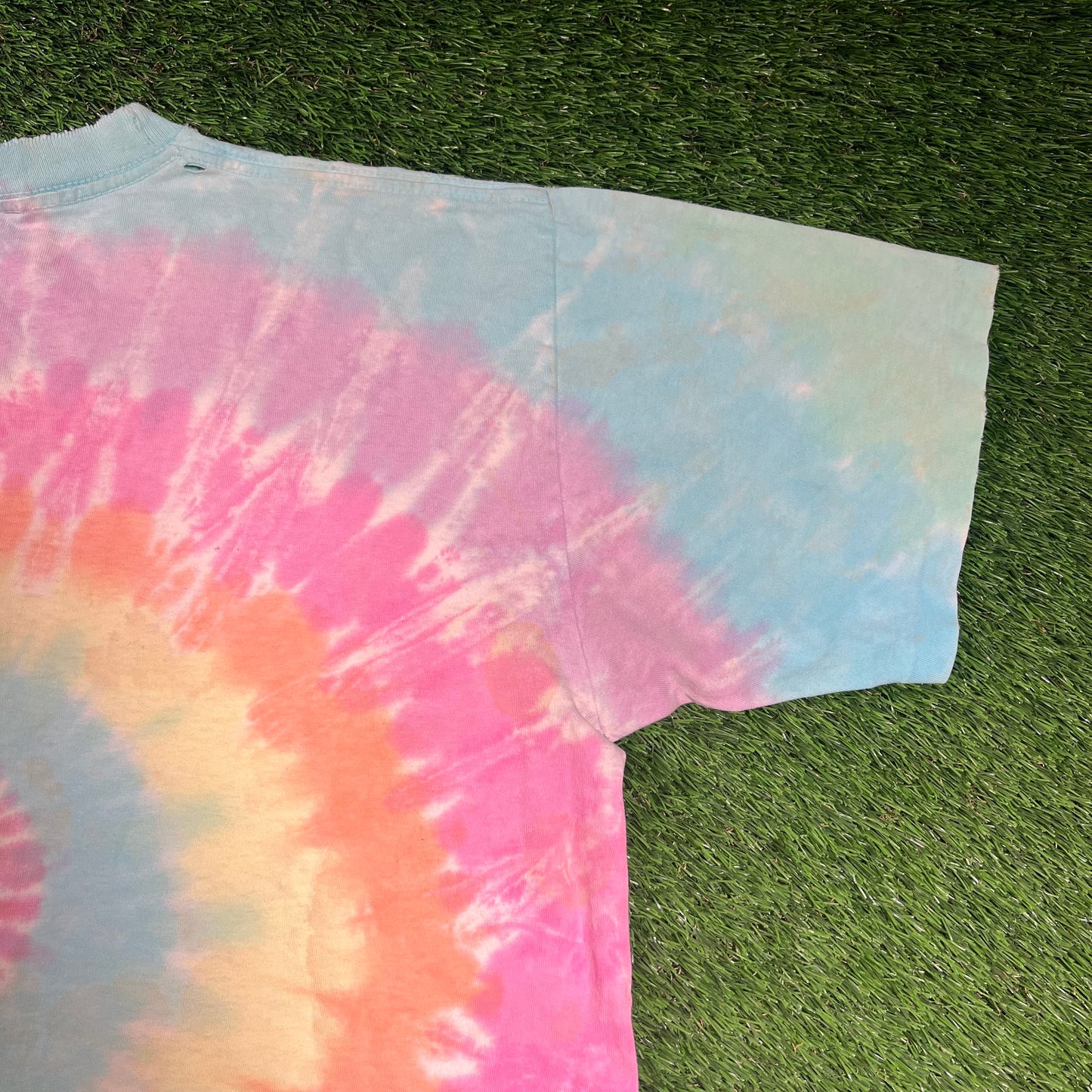 1995 Grateful Dead Spiral Bears Tie Dye Liquid Blue Tee Size Large USED v18480