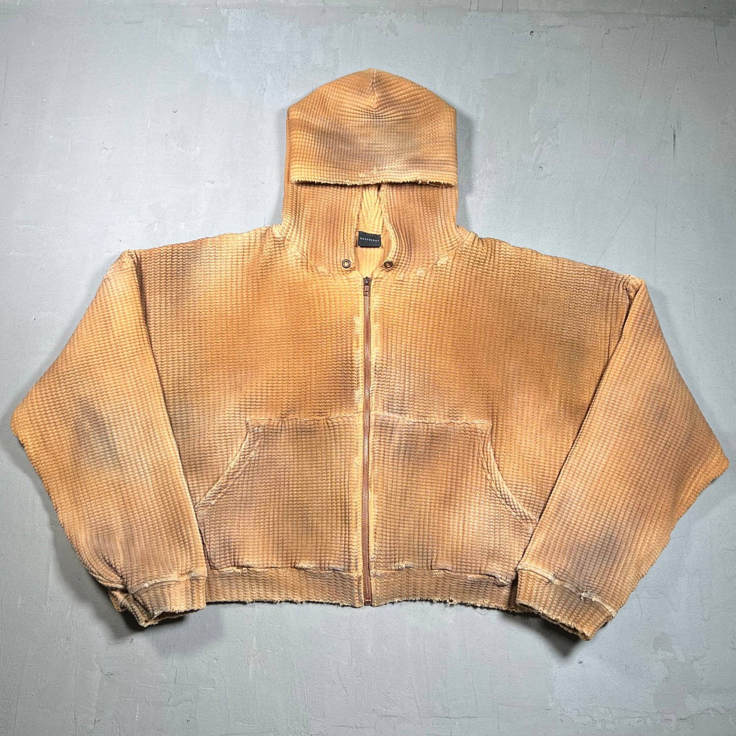 GV Gallery Raspberry Hills Waffle Dyed Heavy Thermal Zip Up Hoodie Size Small NEW x17228