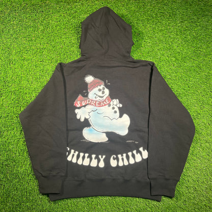 Supreme Snowman Black Hoodie (2023) Size Small NEW x16400