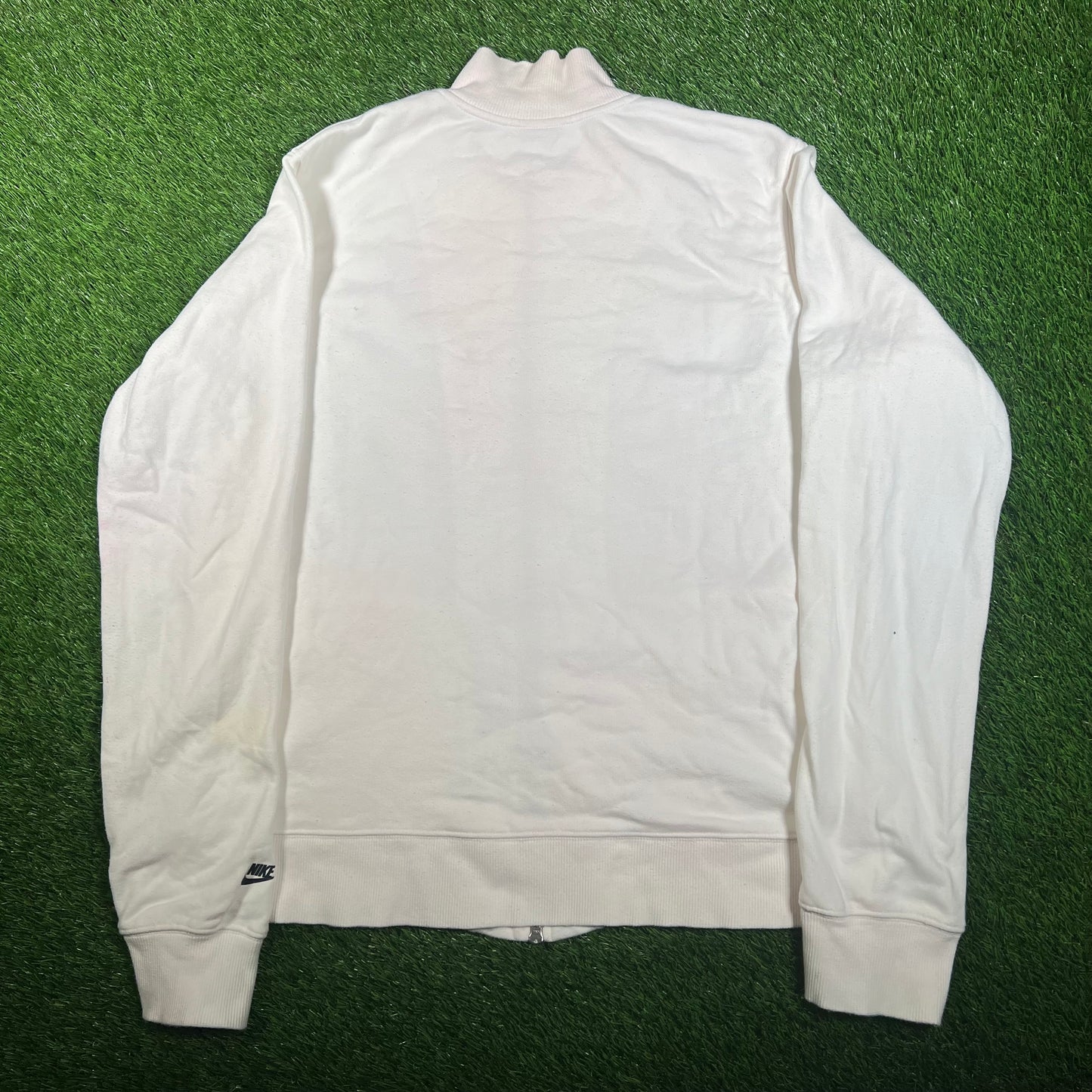 Y2K Nike Big Spellout Logo White Zip Up Size XL USED v17908