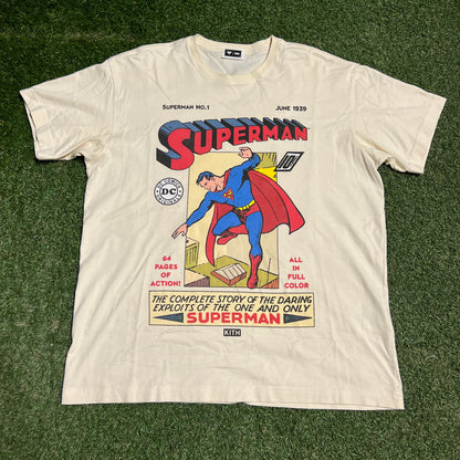 Kith x Superman "No. 1" Cream Tee Size Medium USED x14115