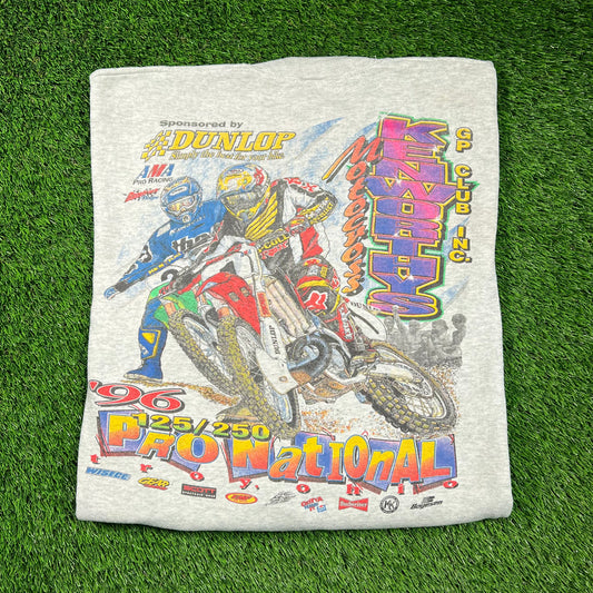 1996 Pro National Dirt Biker Racing Grey Crewneck Size XXL USED v18603