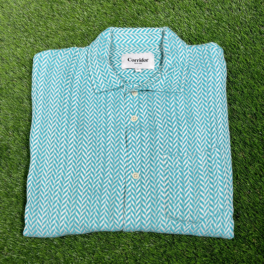 Corridor Vision SS Camp Blue Button Up Tee Size XL NEW x14707