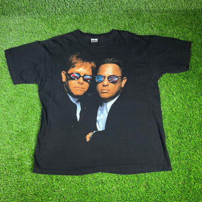 1994 Billy Joel and Elton John Black Tour Tee Size XL USED v16640