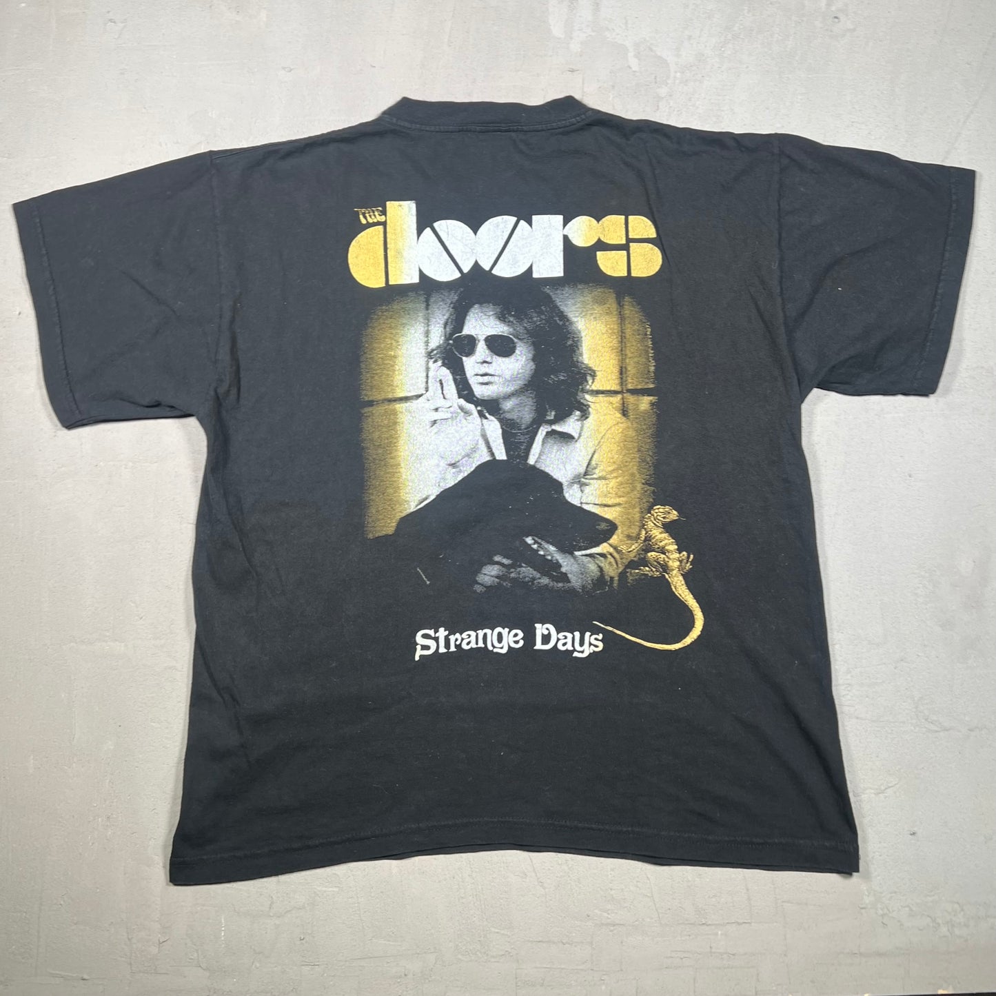 Y2K The Doors "Strange Days" Black Tee Size XL USED v19283