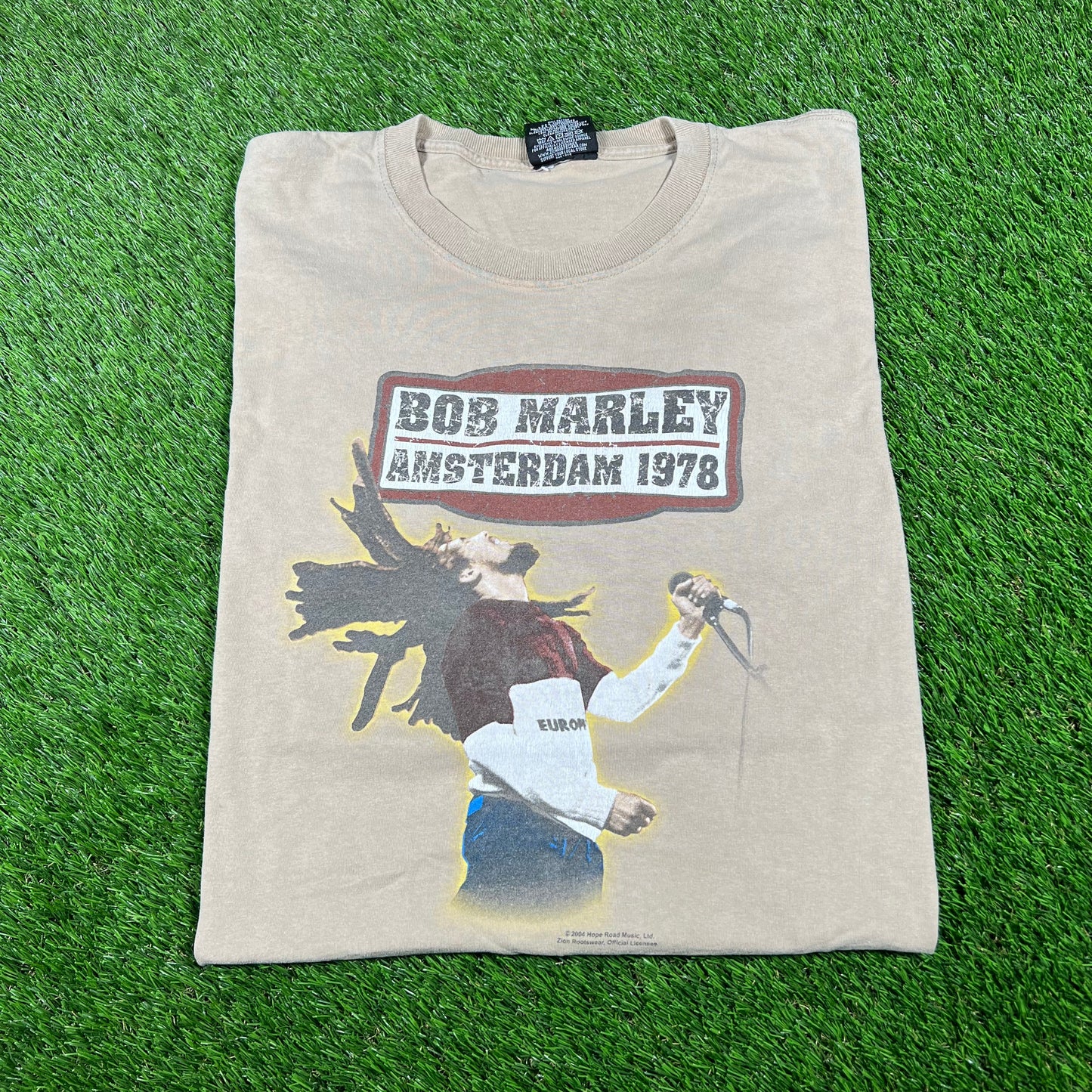 2004 Bob Marley Amsterdam Tour Tan Tee Size 3XL USED v16825