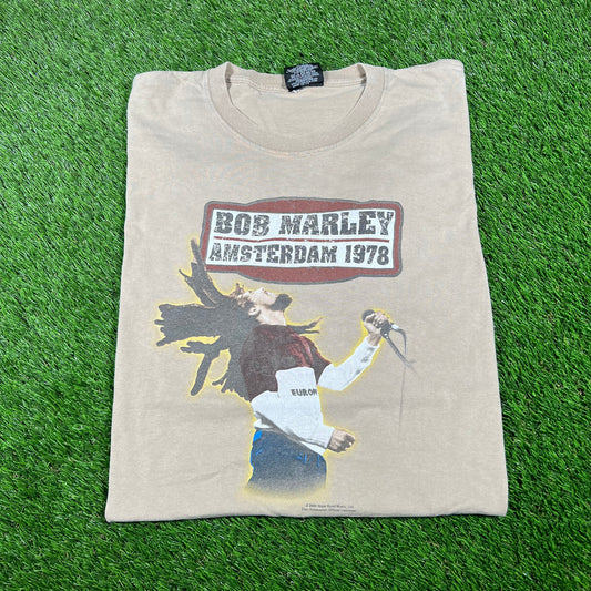 2004 Bob Marley Amsterdam Tour Tan Tee Size 3XL USED v16825