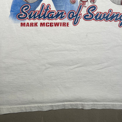 1998 Mark McGwire "Sultan of Swing" HR White Tee Size XL USED v19107