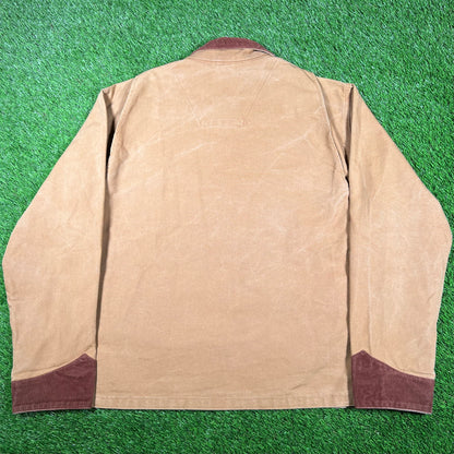 Y2K Carhartt Brown Tan Light Jacket Brown Collar Size XL USED v17068