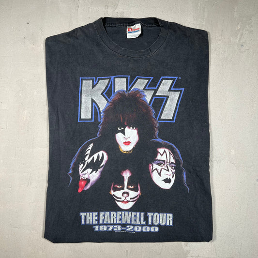2000 Kiss Farewell Tour Washed Black Tee Size XL USED v19240